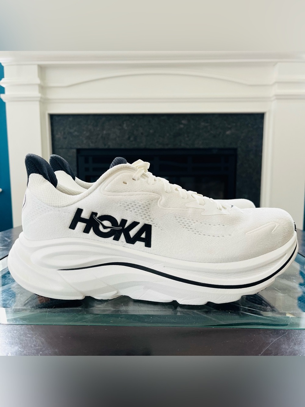Sz 9.5D Hoka One One HOKA Clifton 10 White/Black 1162030/WBLC